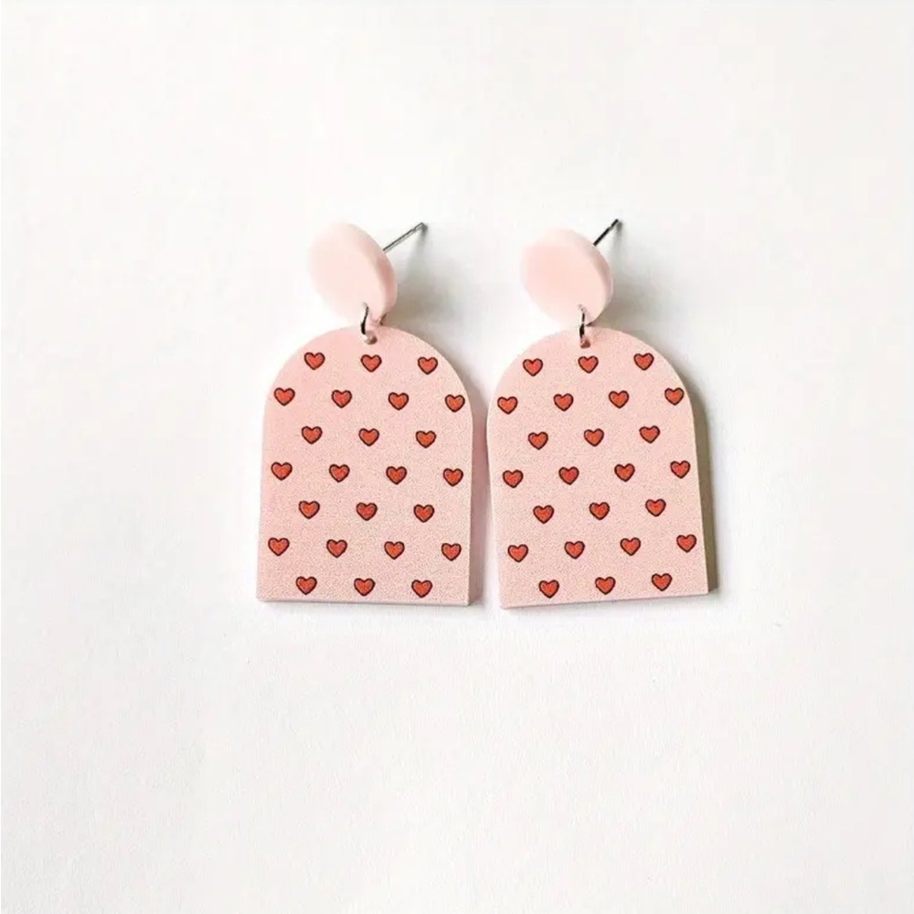 Pink Heart Valentine Earrings